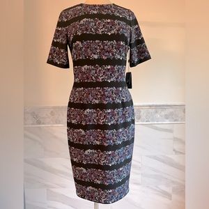 Adrianna Pappell Elbow Sleeves Floral Black Dress Size 8